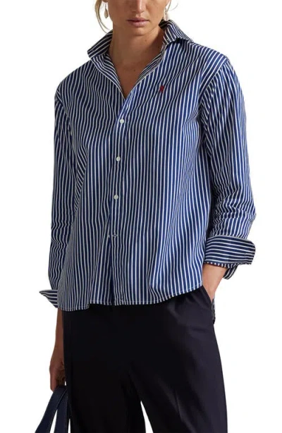 Polo Ralph Lauren Stripe Relaxed Fit Cotton Button-up Shirt In Blue