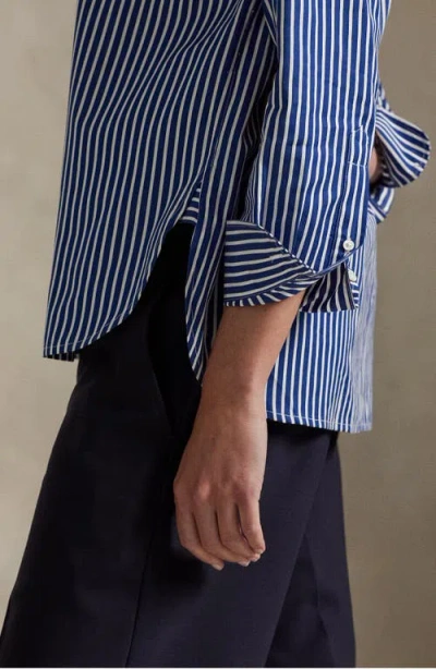 Polo Ralph Lauren Stripe Relaxed Fit Cotton Button-up Shirt In Blue