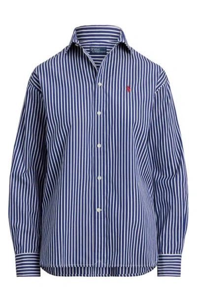 Polo Ralph Lauren Stripe Relaxed Fit Cotton Button-up Shirt In Blue