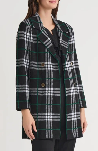 Kasper Women's Plaid Faux-button Cardigan In Black