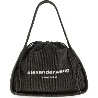 Alexander Wang Large Ryan Faded Rib Knit Hobo In Gray
