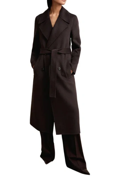 Reiss Chocolate Double-breasted Blindseam Coat Wool-blend In Gold