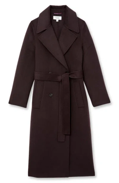 Reiss Chocolate Double-breasted Blindseam Coat Wool-blend In Gold