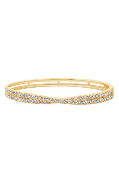 Crislu Luminous Crossed Cubic Zirconia Bangle In Gold