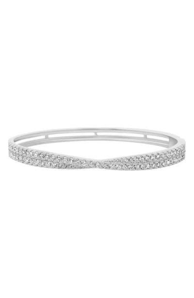 Crislu Luminous Crossed Cubic Zirconia Bangle In Metallic