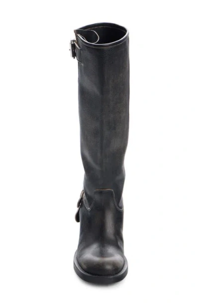 Chloé Dakota Burnished Leather Knee-high Moto Boots In Black