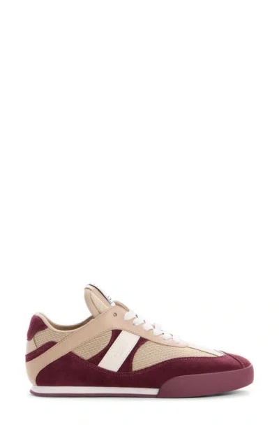 Chloé Kick Mixed Leather Retro Low-top Sneakers In Burgundy