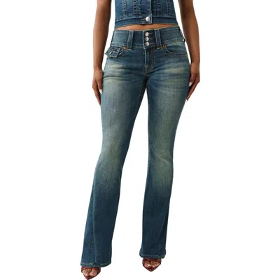 True Religion Joey Flap Pocket Low Rise Flare Jeans In Gold