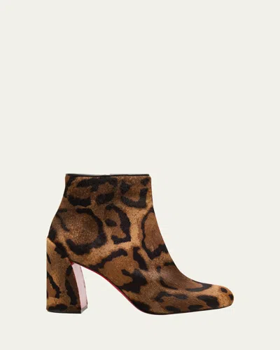 Christian Louboutin Jane Leopard Calf Hair Red Sole Booties In Animal Print
