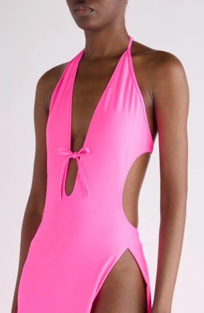 Balenciaga Long Halter Neck Dress Keyhole Detail In Pink