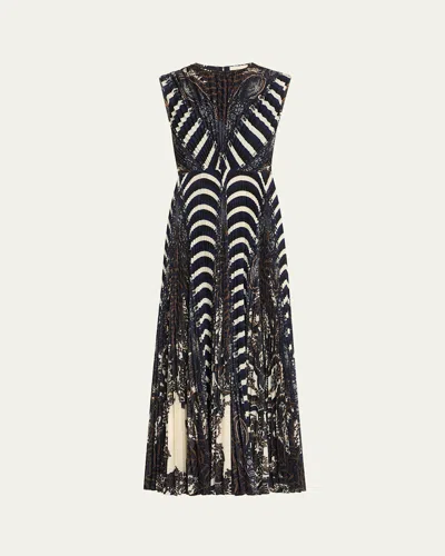 Ulla Johnson Violeta Pleated Sleeveless Midi Dress In Eclipse In Black