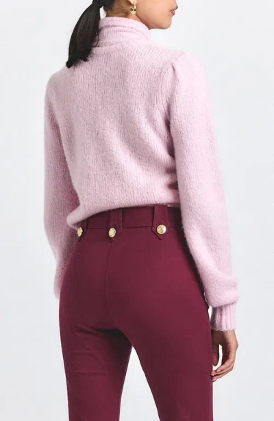 Derek Lam 10 Crosby Plush Knit Tie Neck Sweater In Slipper Pink In Pink