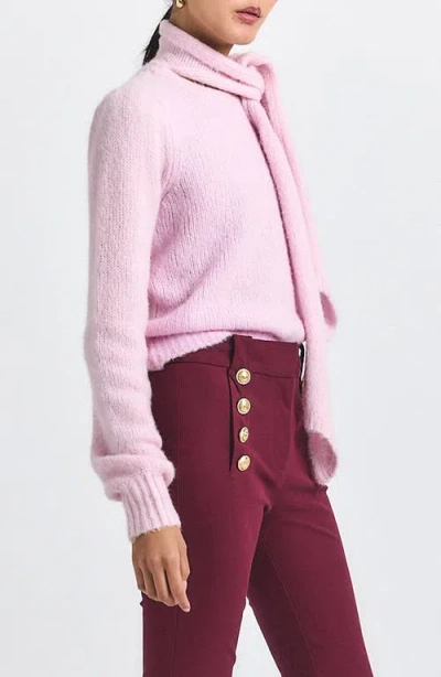 Derek Lam 10 Crosby Plush Knit Tie Neck Sweater In Slipper Pink In Pink