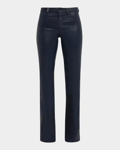 L'agence Selma High-rise Coated Sleek Baby Boot Jeans In Blue