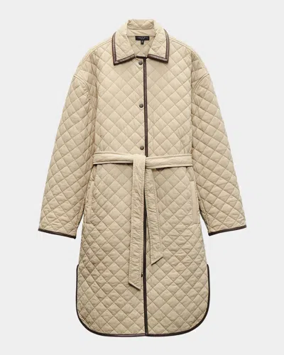 Rag & Bone Kelly Oversize Faux Leather Trim Quilted Jacket In Nude