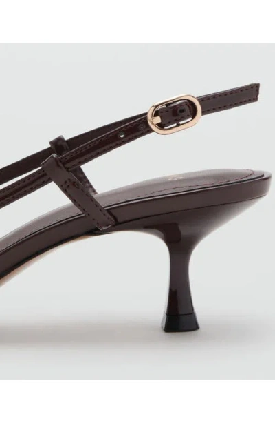 Mango Faux Leather Pointed Slingback Low Heeled Shoes In Brown