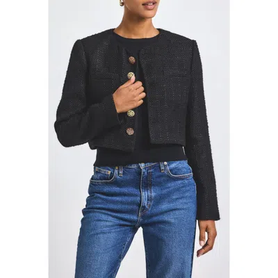 Derek Lam 10 Crosby Juliette Cropped Metallic Tweed Jacket In Black