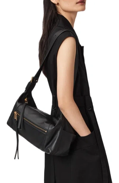 Allsaints Womens Black Vega Mini Leather Shoulder Bag