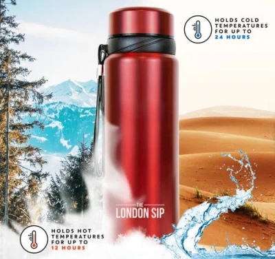 London Sip Infuser Bottle 25oz In Red