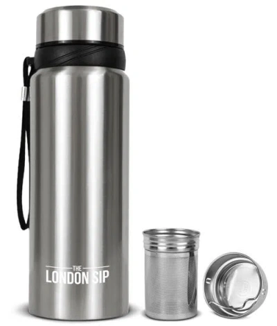 London Sip Infuser Bottle 25oz In Silver