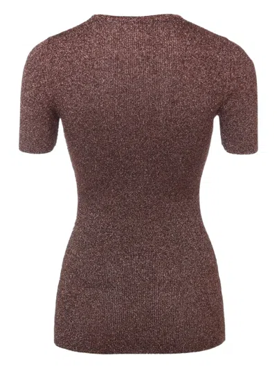 Pre-owned Chanel 1996 Metallic Knit Top In Brown