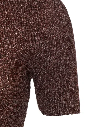 Pre-owned Chanel 1996 Metallic Knit Top In Brown