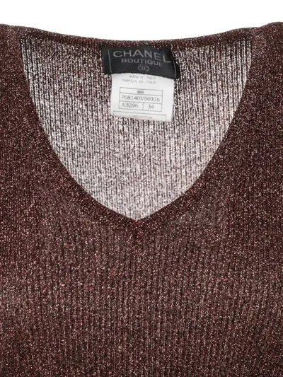 Pre-owned Chanel 1996 Metallic Knit Top In Brown