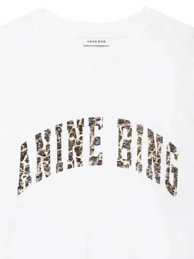 Anine Bing Ivory T-shirt With Leopard Logo Women In White