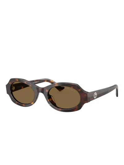 Giorgio Armani Tortoiseshell Oval-frame Sunglasses In Brown