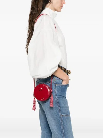 Isabel Marant Houna Tasseled Leather Shoulder Bag In Red