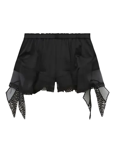 Isabel Marant Ildana Lace-trimmed Stretch Silk-blend Shorts In Black
