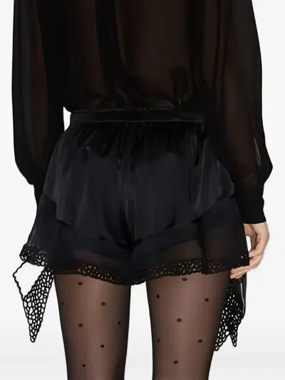 Isabel Marant Ildana Lace-trimmed Stretch Silk-blend Shorts In Black
