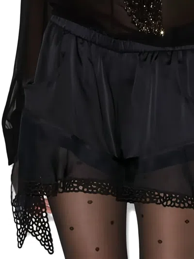 Isabel Marant Ildana Lace-trimmed Stretch Silk-blend Shorts In Black