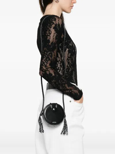 Isabel Marant Houna Tasseled Leather Shoulder Bag In Black