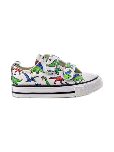 Converse Chuck Taylor All Star 2v Strap Ox Td "white-green-university Red" Sneakers In Multi