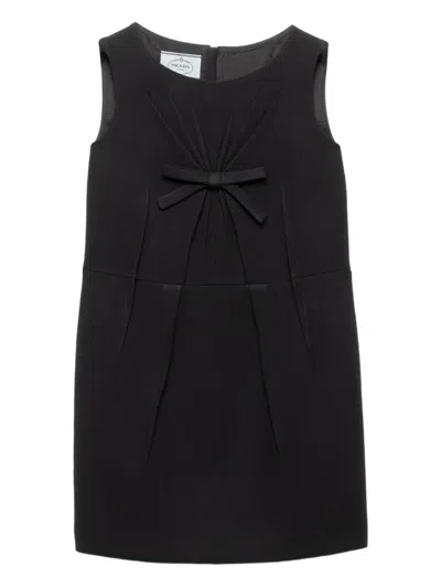 Prada Natté Bow Sleeveless Mini Dress In Black