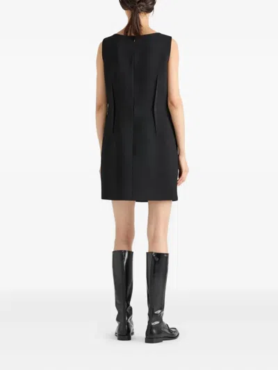 Prada Natté Bow Sleeveless Mini Dress In Black