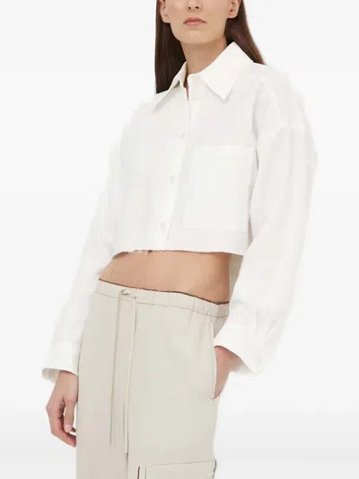 Drykorn Linen Cropped Shirt In White