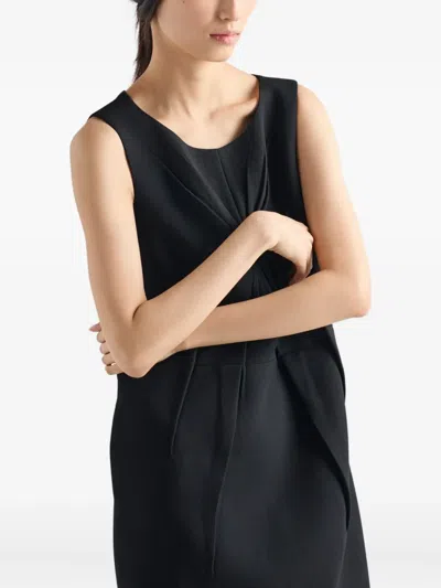 Prada Natté Bow Sleeveless Mini Dress In Black