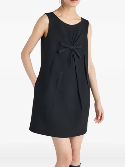 Prada Natté Bow Sleeveless Mini Dress In Black