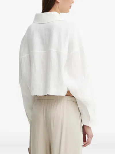 Drykorn Linen Cropped Shirt In White