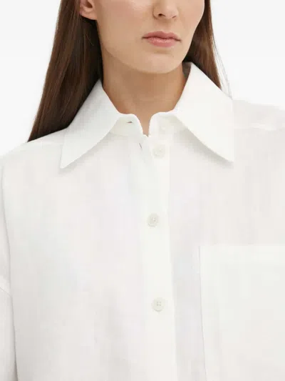 Drykorn Linen Cropped Shirt In White