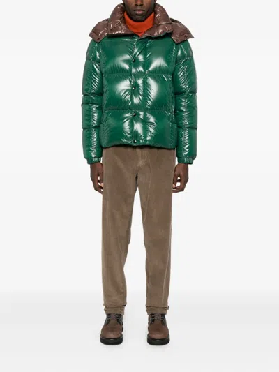 Moncler Parana Glossy Hooded Short Down Jacket Clothing In Green