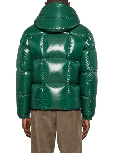 Moncler Parana Glossy Hooded Short Down Jacket Clothing In Green