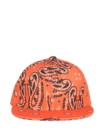 The World Is Yours Paisley-print Cotton Baseball Cap In Orange
