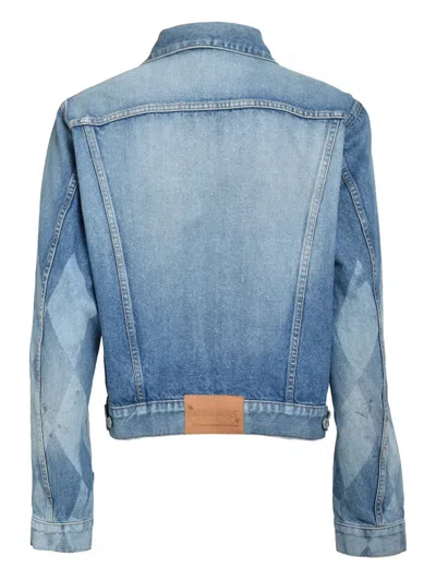 Masu Diamond-pattern Denim Jacket In Blue