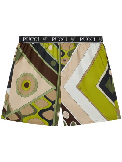 Pucci Vivara-print Cotton Boxers In Green