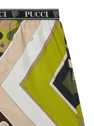 Pucci Vivara-print Cotton Boxers In Green