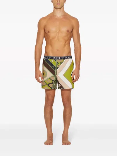 Pucci Vivara-print Cotton Boxers In Green