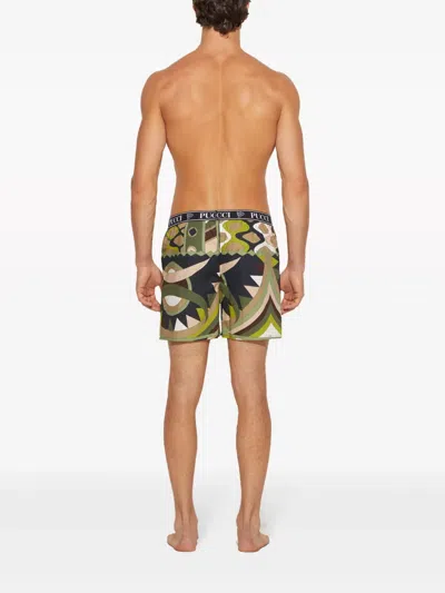 Pucci Vivara-print Cotton Boxers In Green